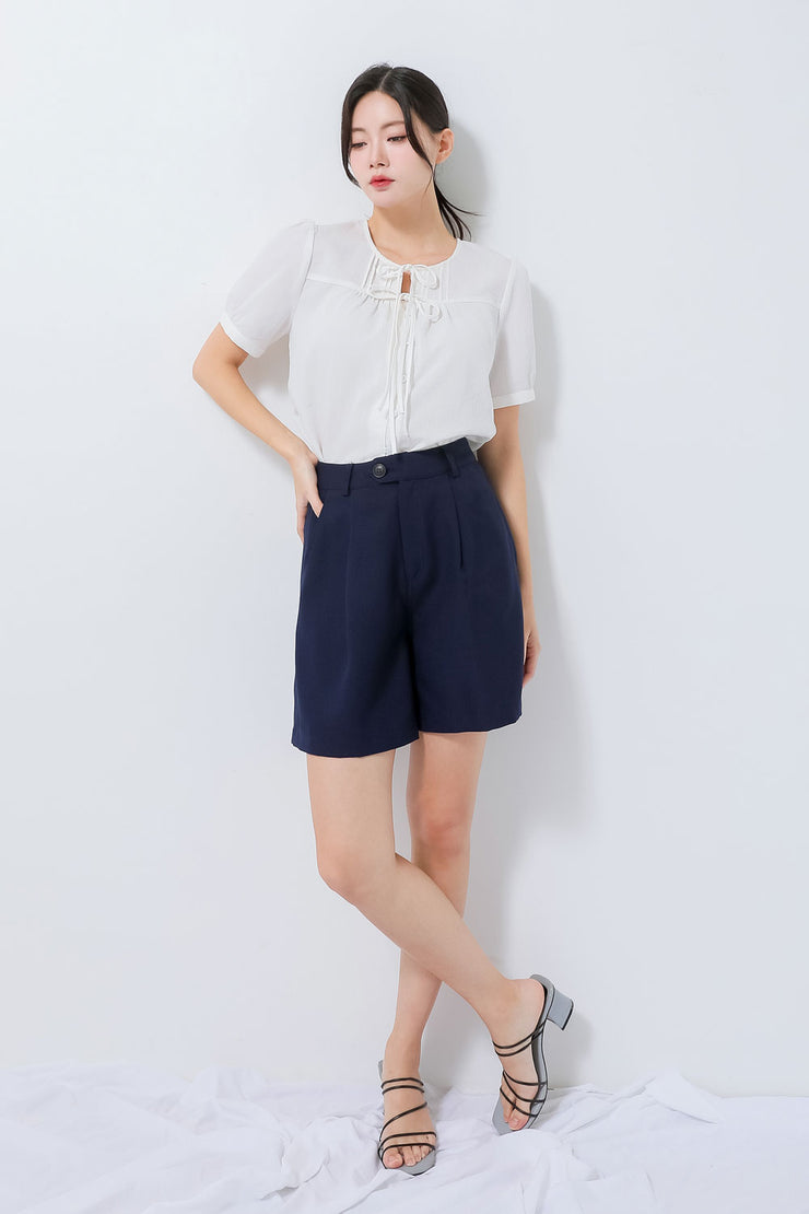 Navy Buttoned Shorts