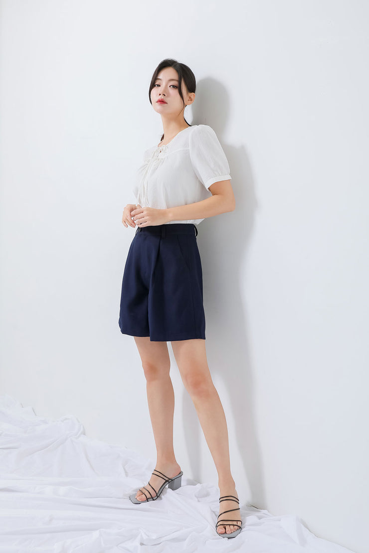 Navy Buttoned Shorts