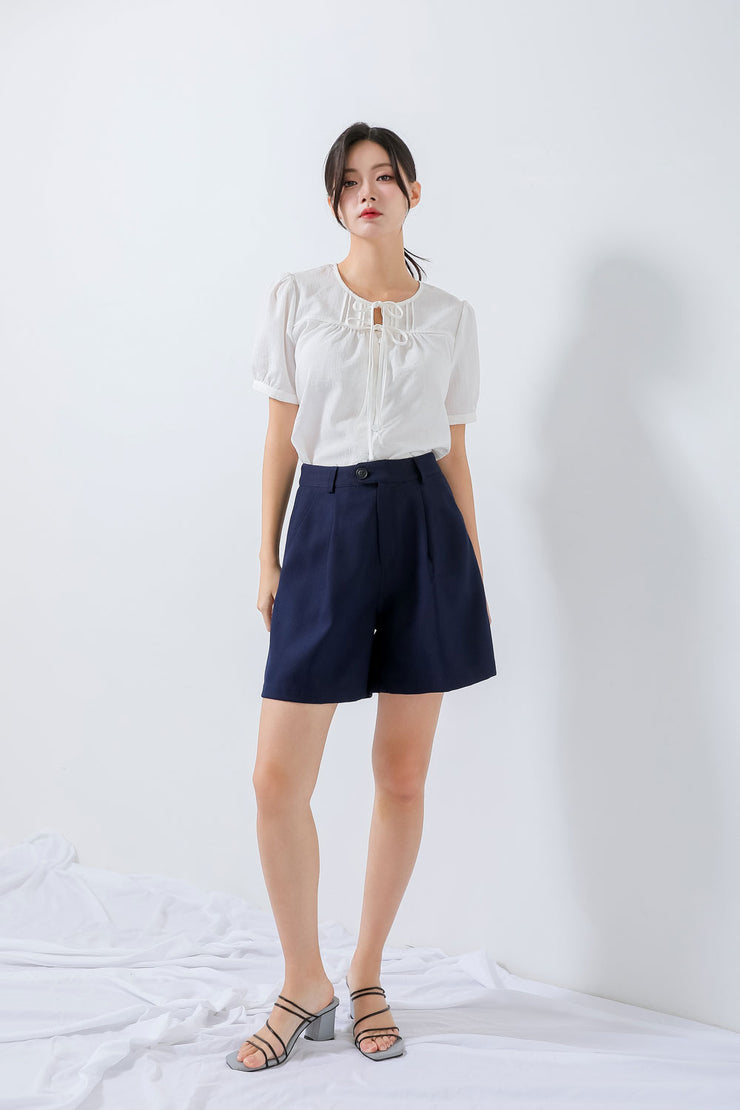 Navy Buttoned Shorts