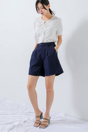 Navy Buttoned Shorts