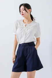 Navy Buttoned Shorts