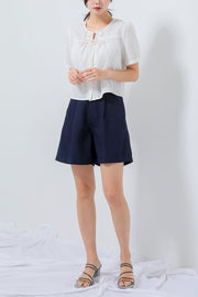 Navy Buttoned Shorts