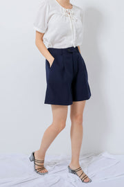 Navy Buttoned Shorts