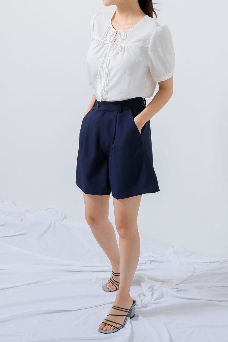 Navy Buttoned Shorts