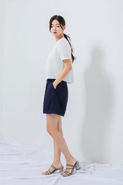 Navy Buttoned Shorts