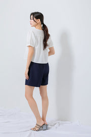 Navy Buttoned Shorts