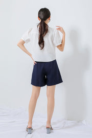 Navy Buttoned Shorts